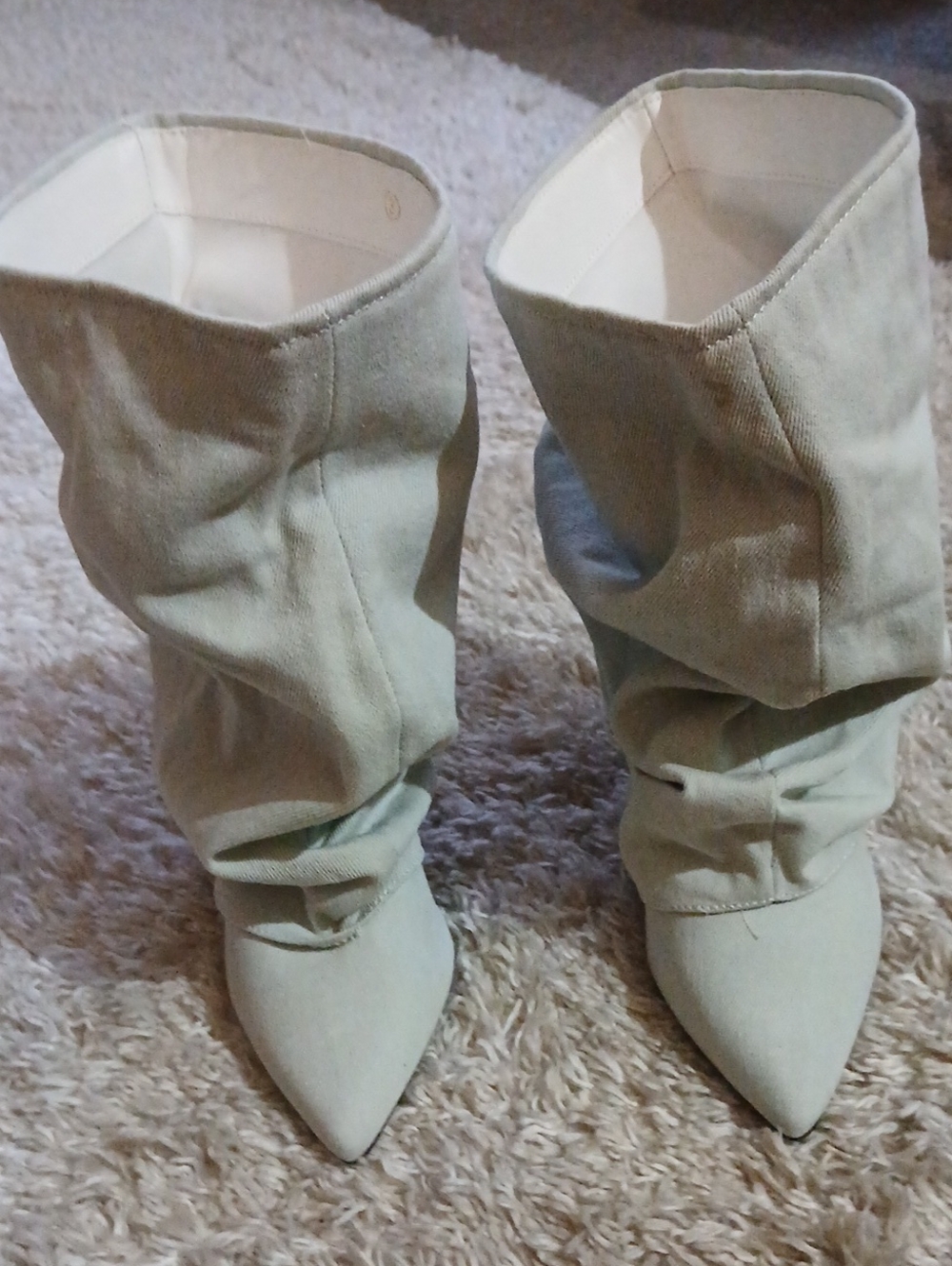 NWOT DENIM SLOUCH BOOTS